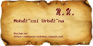 Mohácsi Urbána névjegykártya